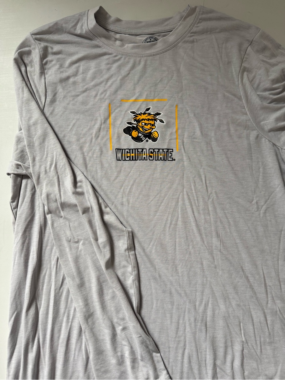 Rivalry Threads Light Gray Wichita State Long-Sleeve Tee with Yellow Graphic